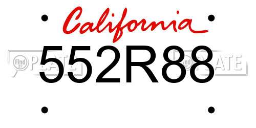 552R88 California License Plate