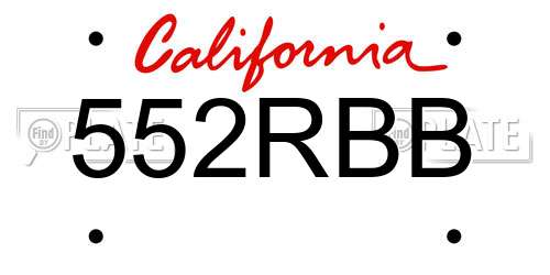 552RBB California License Plate