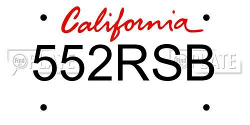 552RSB California License Plate