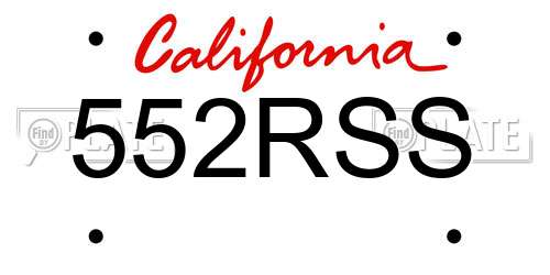 552RSS California License Plate