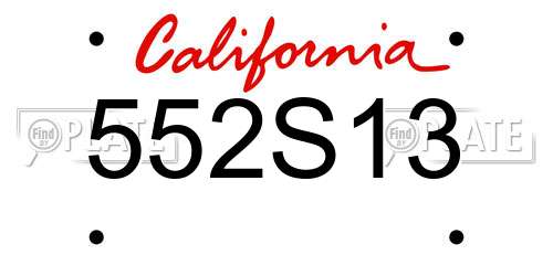 552S13 California License Plate