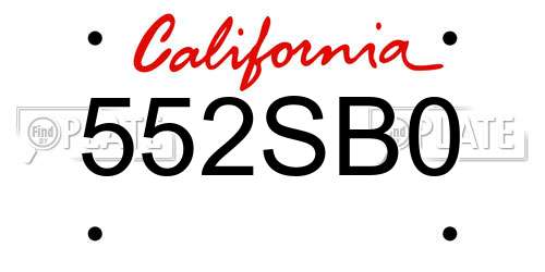 552SB0 California License Plate