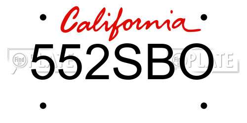 552SBO California License Plate