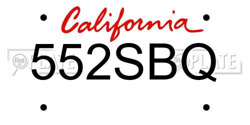 552SBQ California License Plate