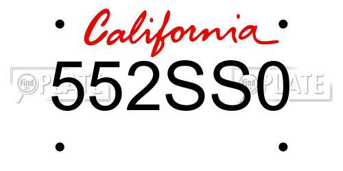 552SS0 California License Plate