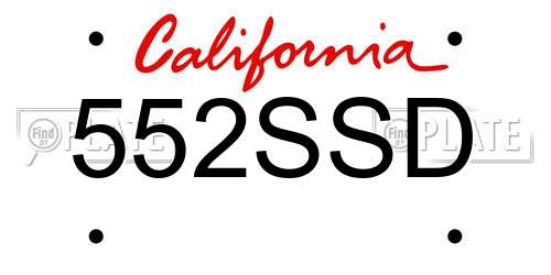 552SSD California License Plate