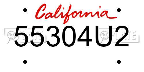 55304U2 California License Plate