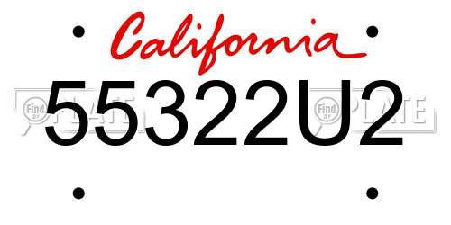 55322U2 California License Plate