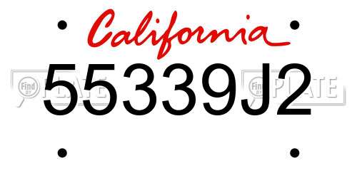 55339J2 California License Plate
