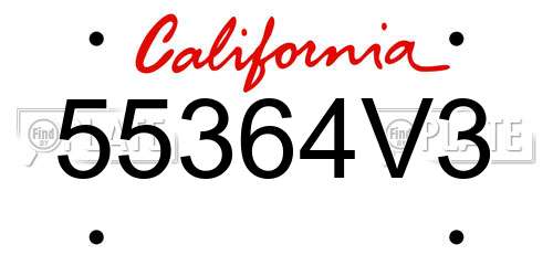 55364V3 California License Plate