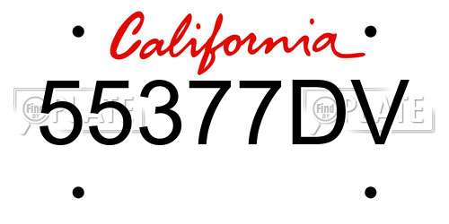 55377DV California License Plate