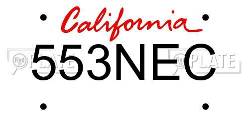 553NEC California License Plate