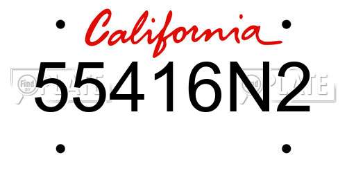 55416N2 California License Plate