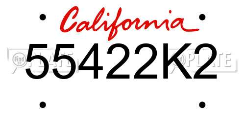 55422K2 California License Plate