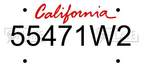 55471W2 California License Plate