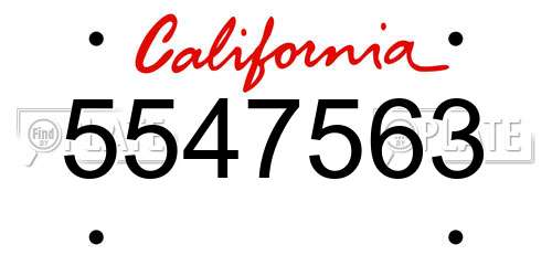 5547563 California License Plate