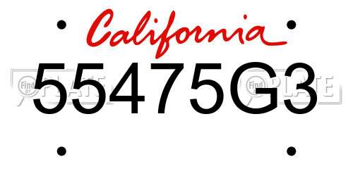 55475G3 California License Plate