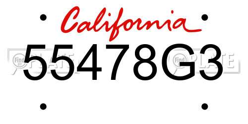 55478G3 California License Plate