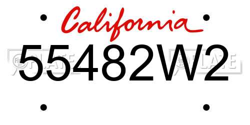 55482W2 California License Plate