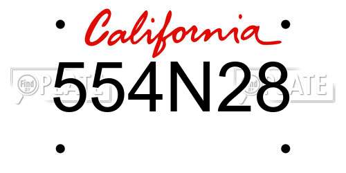 554N28 California License Plate