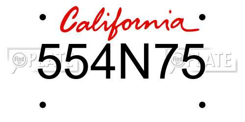 554N75 California License Plate