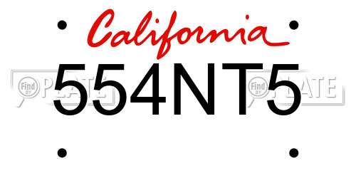 554NT5 California License Plate