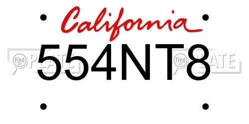 554NT8 California License Plate