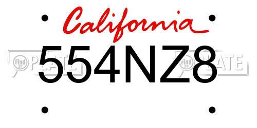 554NZ8 California License Plate