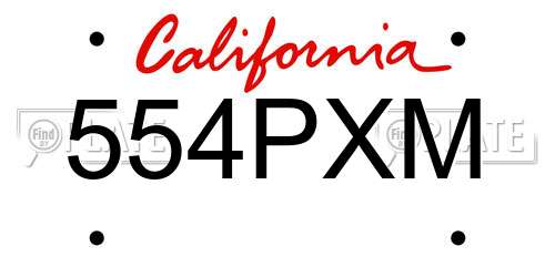 554PXM California License Plate