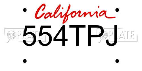 554TPJ California License Plate