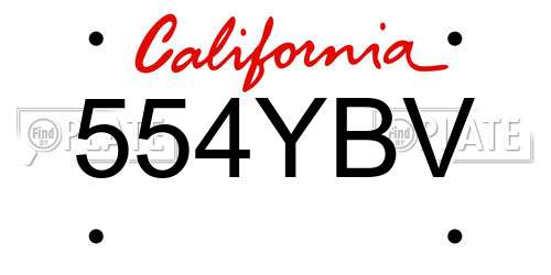 554YBV California License Plate