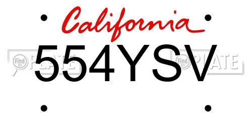 554YSV California License Plate