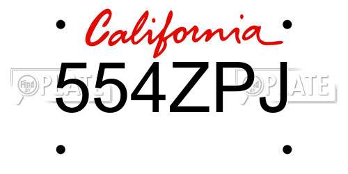 554ZPJ California License Plate