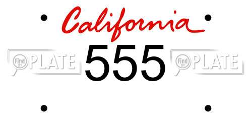 555 California License Plate