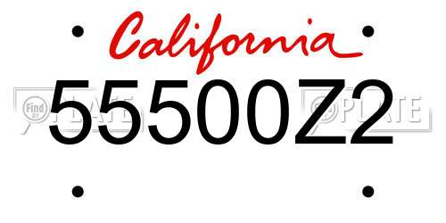 55500Z2 California License Plate