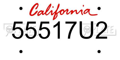 55517U2 California License Plate