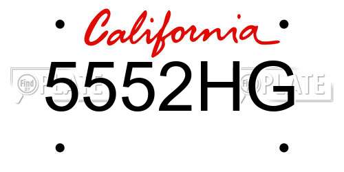5552HG California License Plate