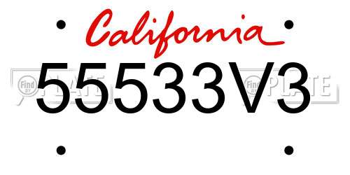 55533V3 California License Plate