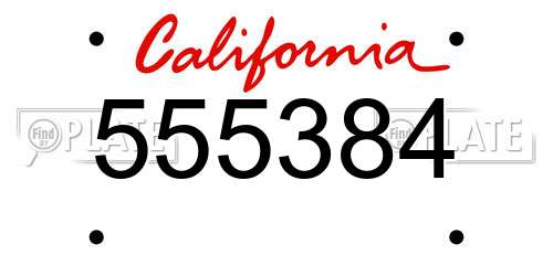 555384 California License Plate