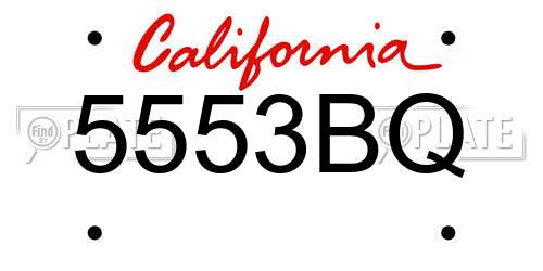 5553BQ California License Plate