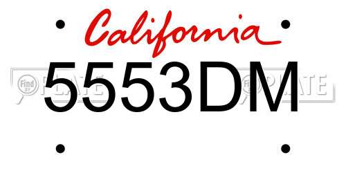 5553DM California License Plate