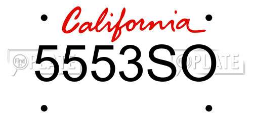 5553SO California License Plate