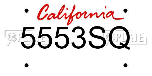 5553SQ California License Plate