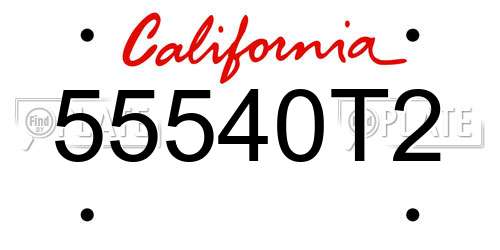 55540T2 California License Plate