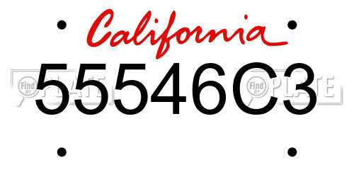 55546C3 California License Plate