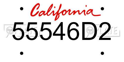 55546D2 California License Plate