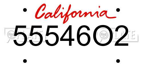 55546O2 California License Plate