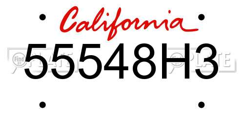55548H3 California License Plate