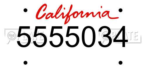 5555034 California License Plate