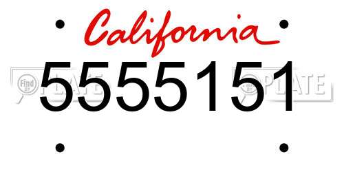 5555151 California License Plate